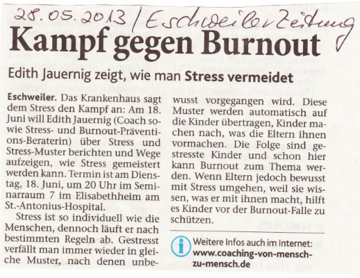 Kampf gegen Burnout - Coaching von Mensch zu Mensch - Edith Jauernig - Coaching Edith Jauernig - Coaching Eschweiler